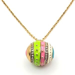 Pier One Pastel Enamel Goldtone Egg-Shaped Pendant Necklace 18"-20"